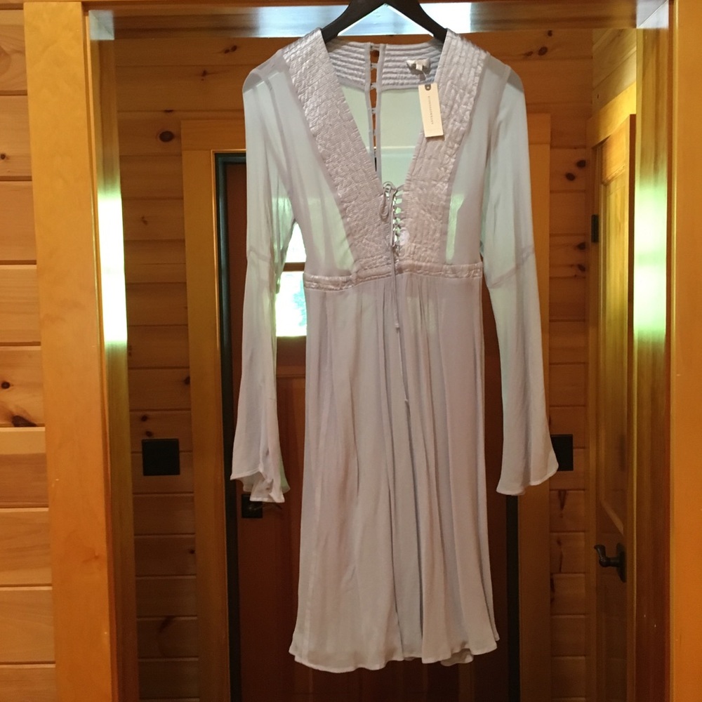 Anthropologie- Sheer grey dress